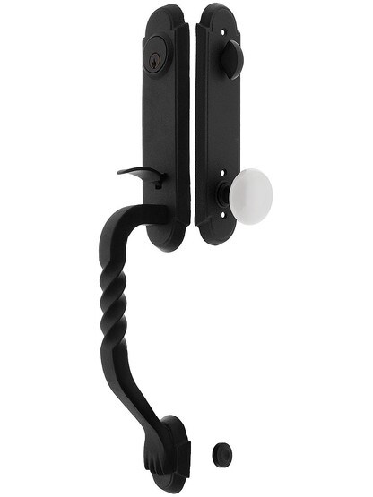 San Carlos Grip Wrought Steel Tubular Handleset With Madison Ivory Knob in Matte Black.